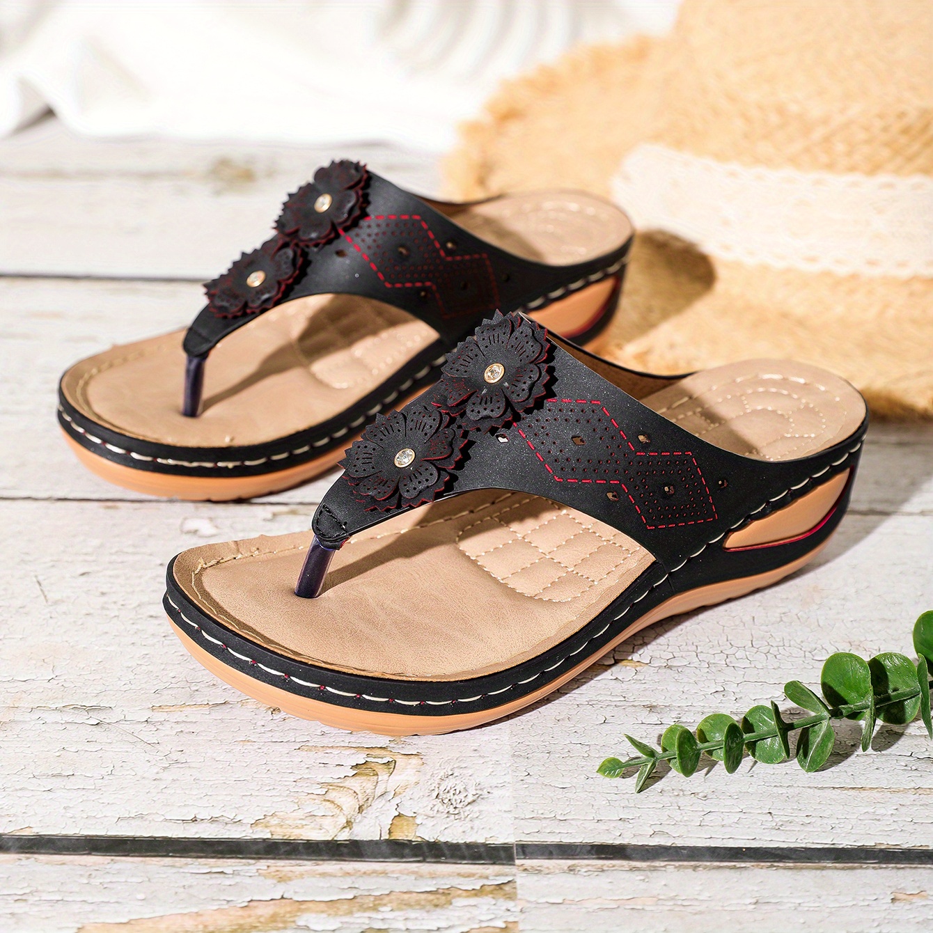 Women's Platform Flip Flop with Arch Support Casual Comfortable Wedge  Flip-Flops Summer Beach Sandals Thong Slippers