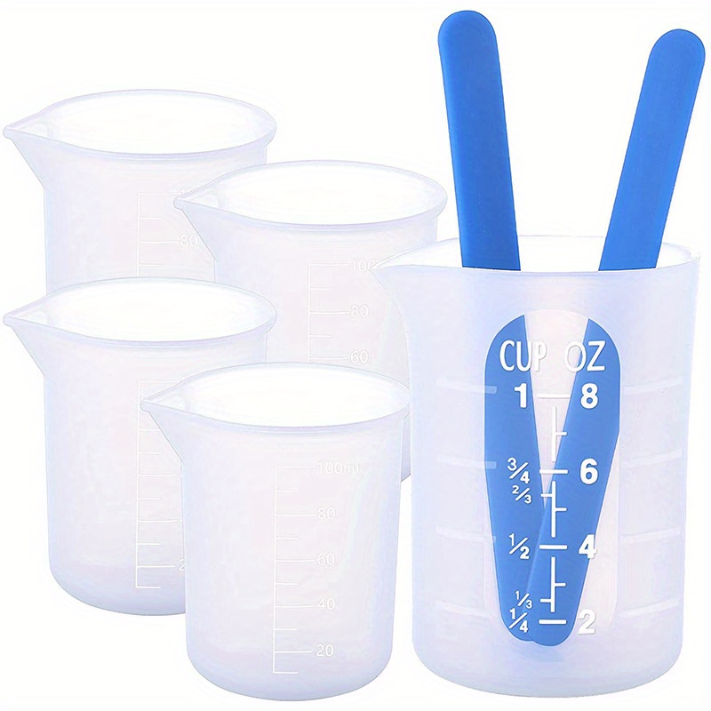 4Pcs Silicone Measuring Cups 100ml Epoxy Resin Glue Mixing Cups DIY Jewelry