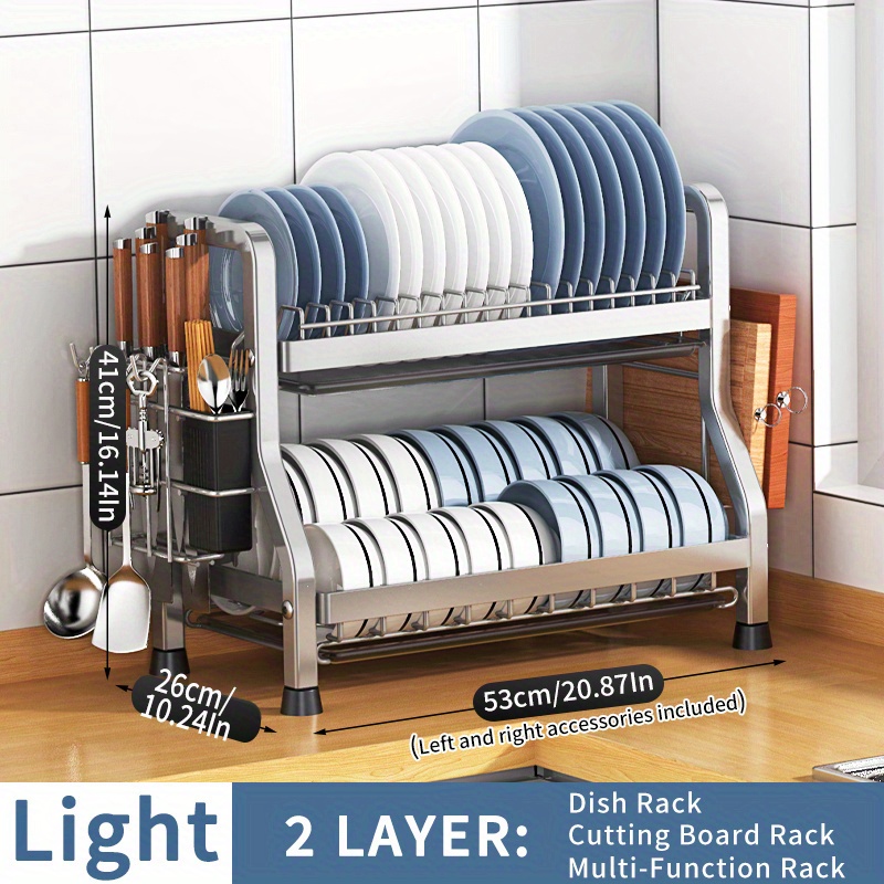 Dish Drying Rack For Kitchen Countertop, Double Layers Large