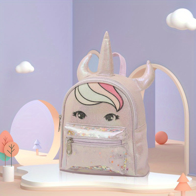 Unicorn With Horns Shape Backpack for Girls
