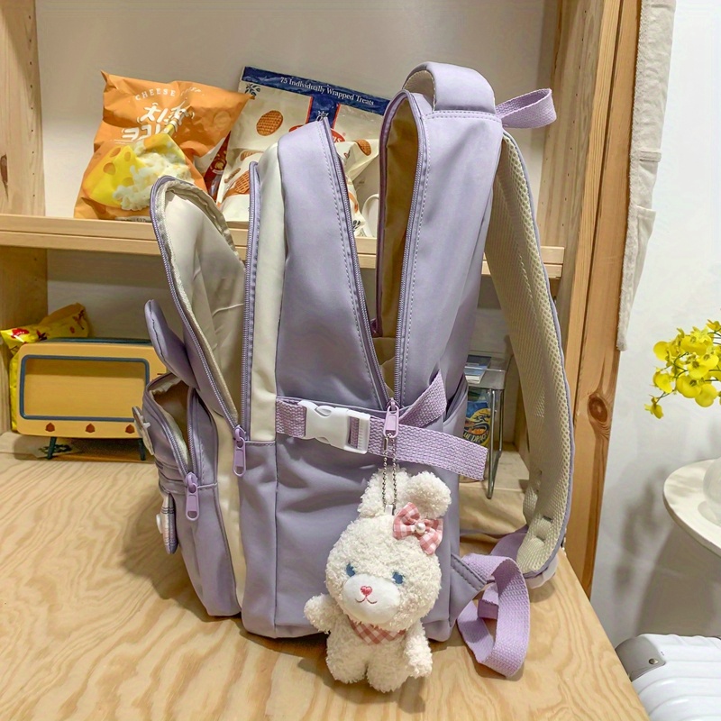 Kawaii Plaid Bunny Ears Backpack Cute Preppy Style Laptop Temu Australia