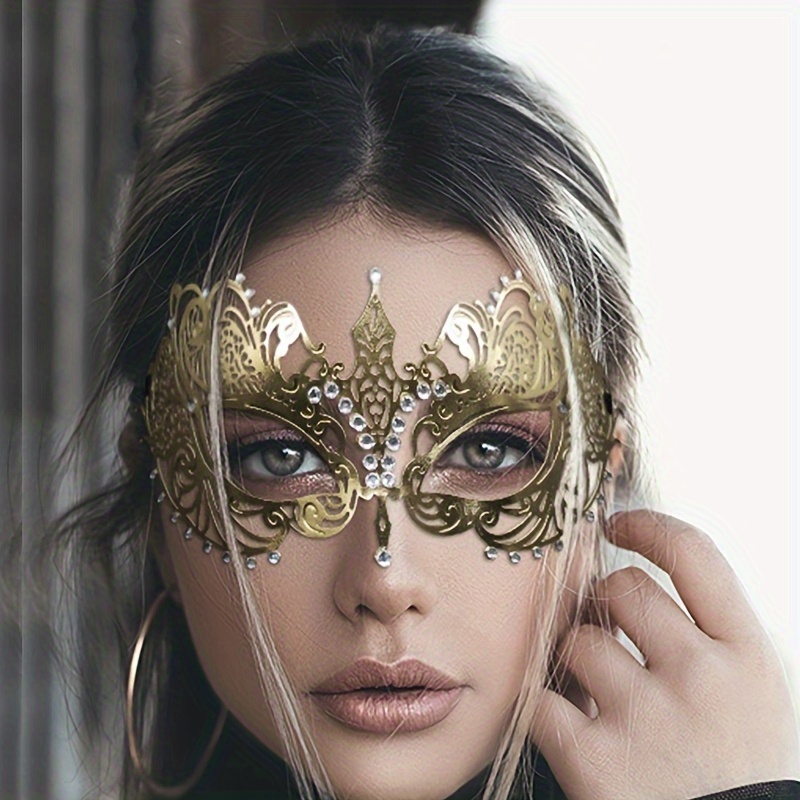 Masque de Noël Masque doré en métal demi-visage décoratif pour