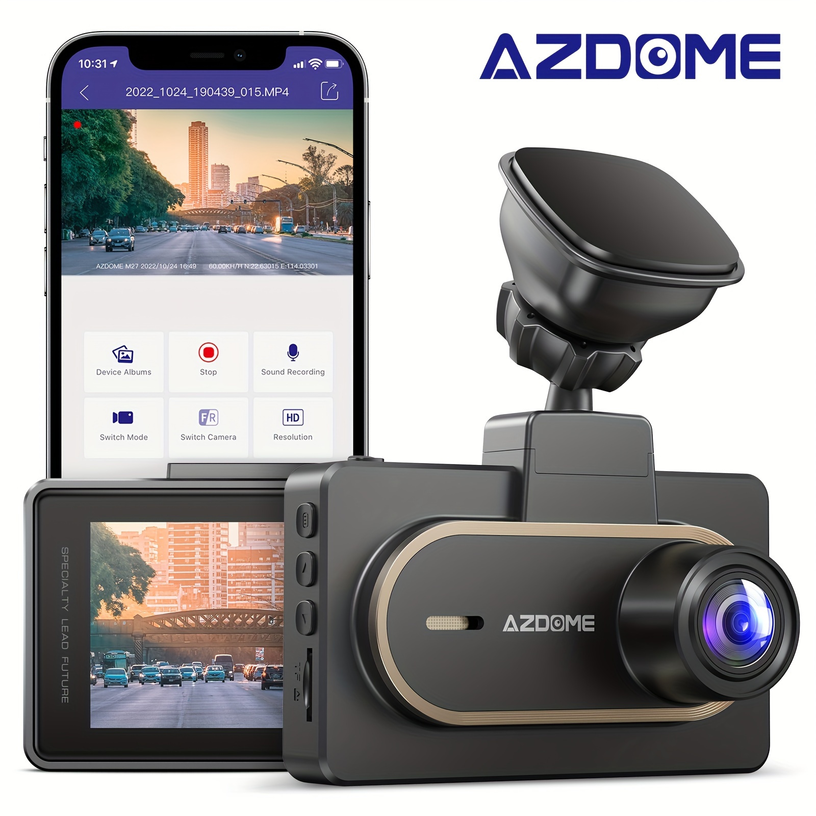  Dash Cam, 2560x1440P QHD, Front and Rear Dash Cam with