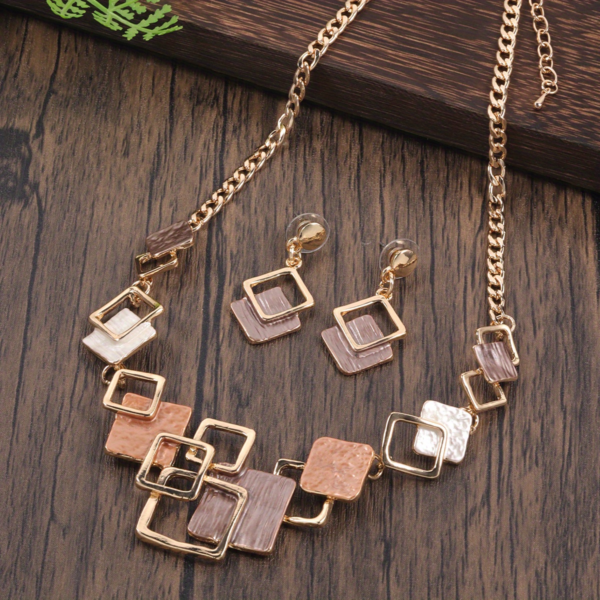 TEMU Ensemble collier et boucles d'oreilles en alliage de sexy bohème pour femmes, accessoire luxueux pour tous et les vacances, parfait comme cadeau