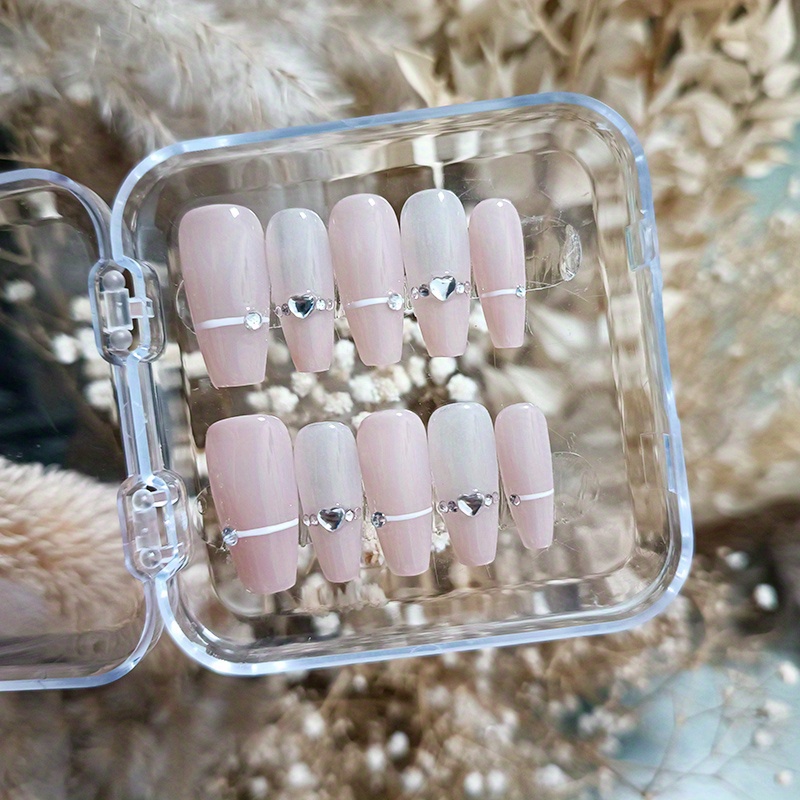 TELAIN 24er Set Weihnachts-Press-on-Nägel – Kurze Quadratische Kunstnägel Mit Schneeflocken-Design, Rosa Glitzer