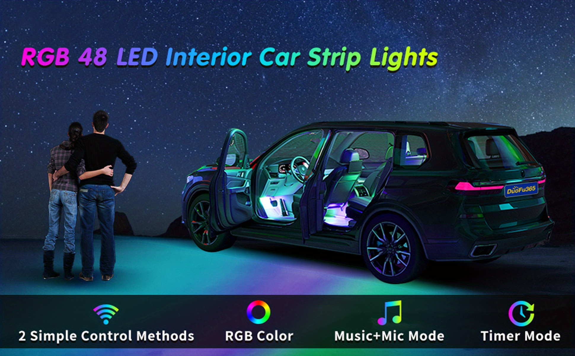 Car Smart Led Ambient Light Color Change Sync With Music - Temu