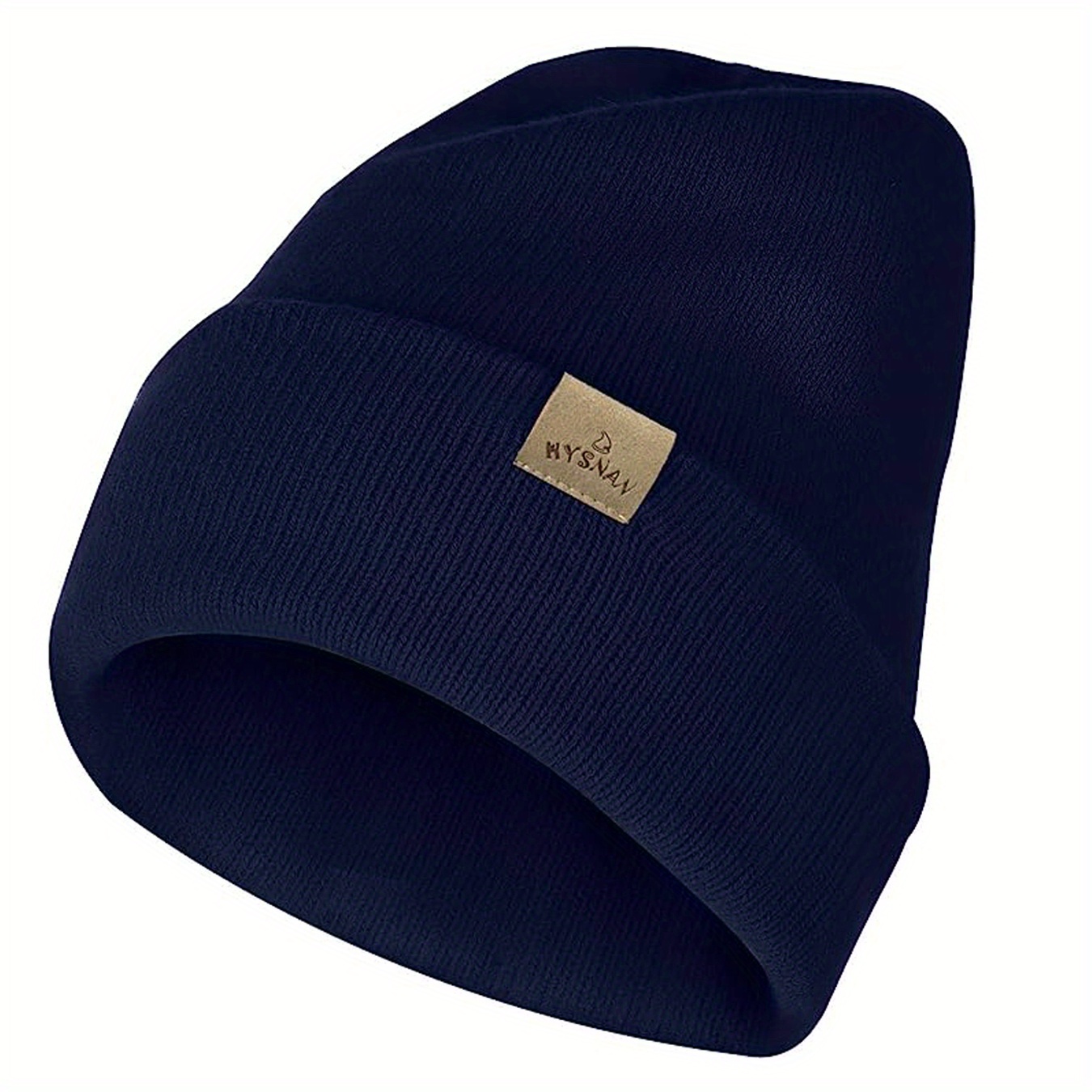 Merino Wool Warm Beanie Label Decor Unisex Knit Hat Double - Temu