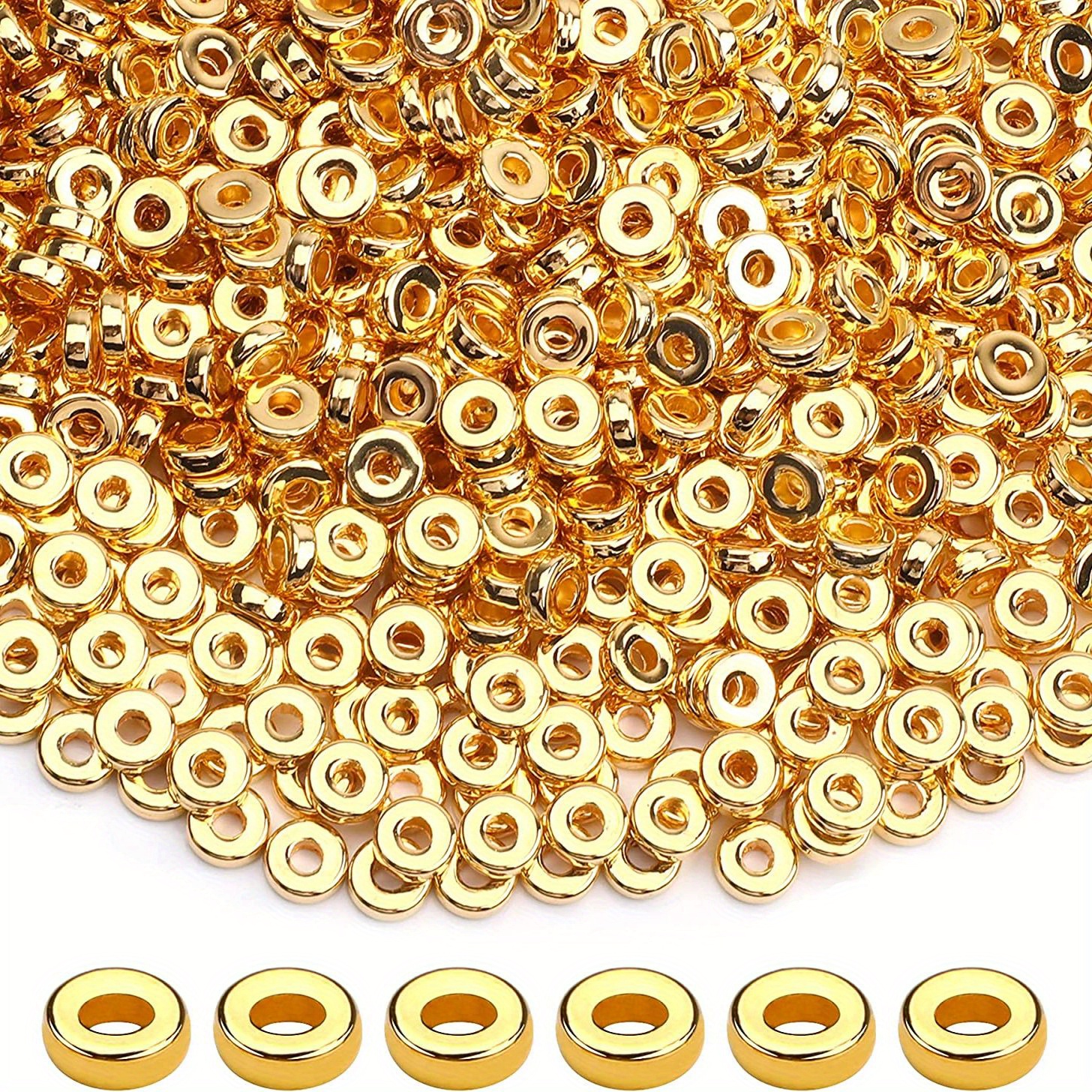 Golden Round Spacer Beads And Golden Letter Pattern Flat - Temu