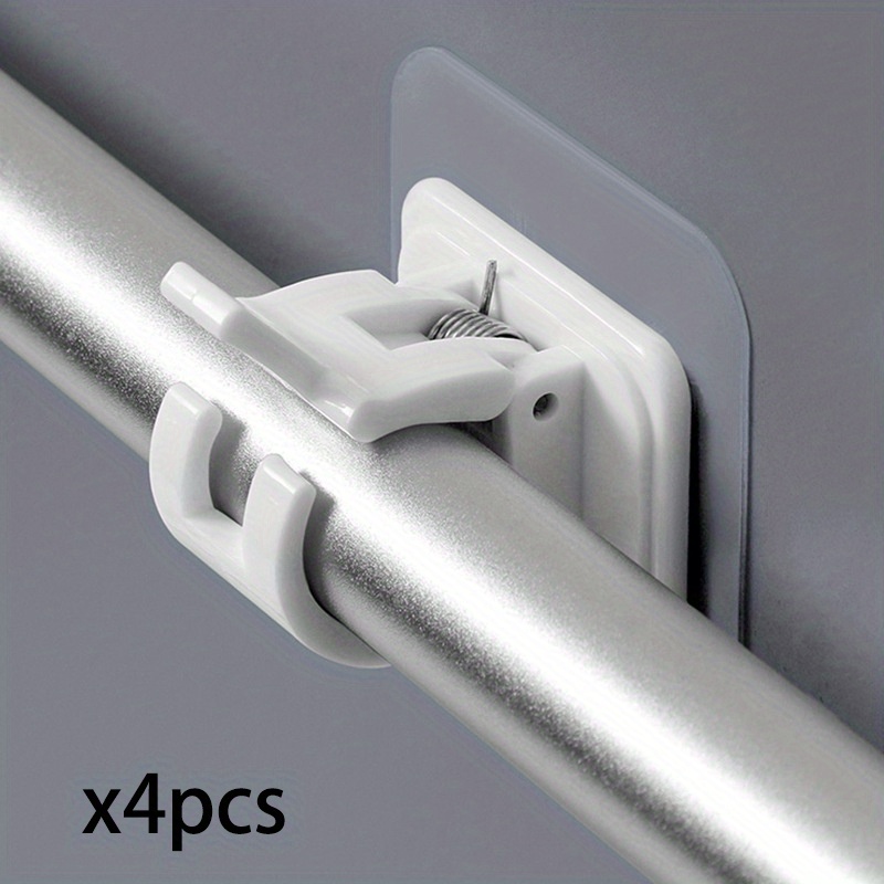 2pcs Shower Rod Holder Wall Installation with Punch Paste Bracket Clip