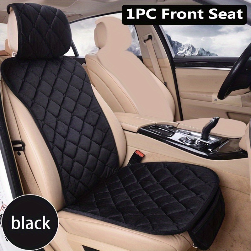 kangsheng Universal Plush Car Seat Covers Warm Faux Fur Auto  Front Seat Cushion Pad Car Interior Protector Fit for 99% Car Vehicle  (Black,1Pc) : Automotive