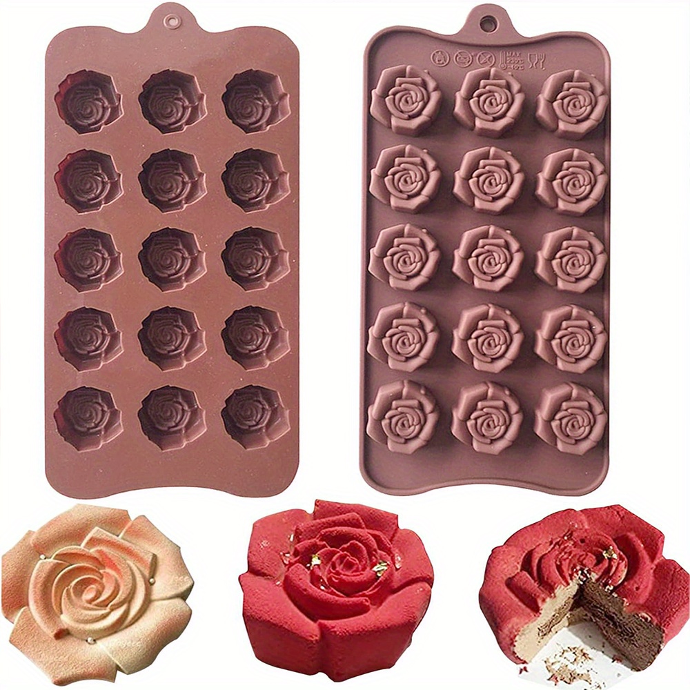 TamTamParty 12pc Pack Siam Rose Shape Molds | Assorted Colors Flower Mixed Design Mold for Chocolate Molds Candy Molds Mini Soap Molds Silicone Ice Cube Jelly 