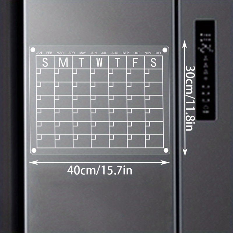 YeWink Pizarra magnética de borrado en seco para refrigerador, 16 x 12  pulgadas, transparente, 2 juegos de pizarra acrílica para refrigerador,  pizarra