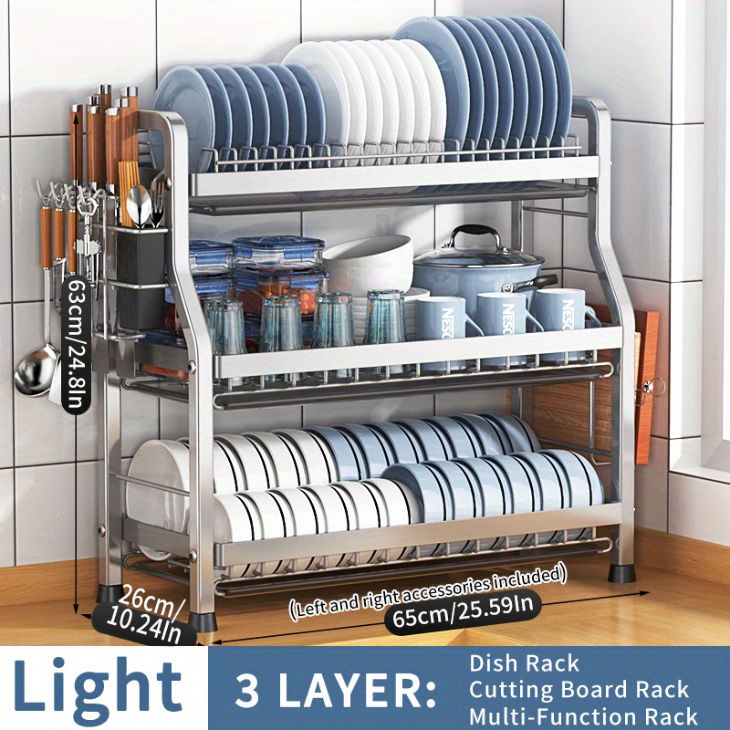 2-Tier Dish Drying Rack - Perfect for Countertops and Over the Sink!  Includes Double-Layer Bowl Rack