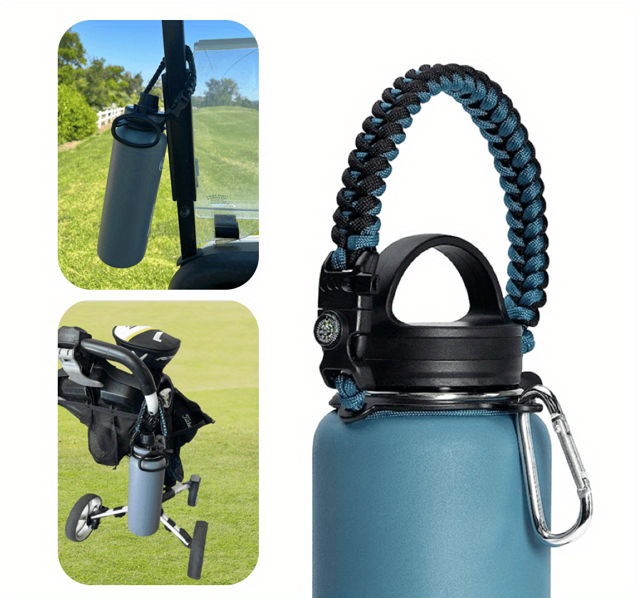 Paracord Handle Strap with Safety Ring & Carabiner for Hydro Flask Water  Bottle