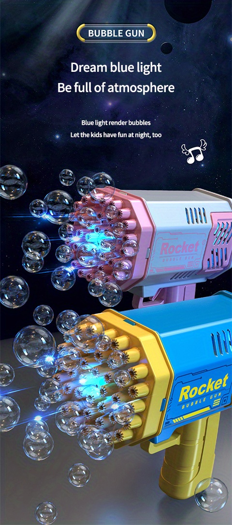 40 hole electric bubble machine handheld gatling toy automatic bubble gun portable outdoor party toy led light hair dryer boy girl gift excluding bubble liquid and batteries details 6