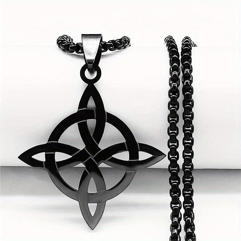 Image of Stainless Steel Witchcraft Knot Geometric Men's/women's Black Jewelry N4273s03 Long Chain Necklace