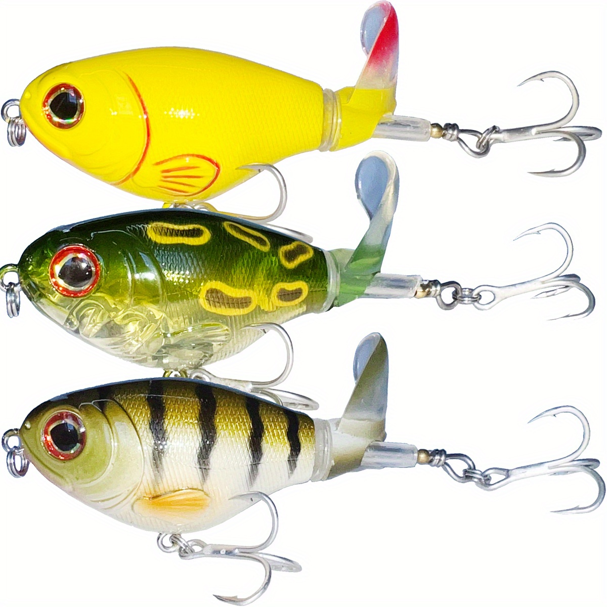 Top Water Fishing Lures with Rotating Tail, Freshwater and Saltwater Hard  baits kit for Bass Catfish Pike Perch etc.