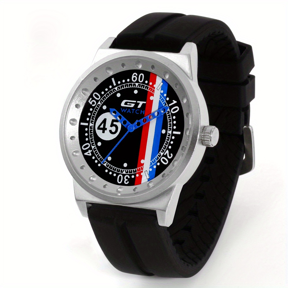 TEMU Fashion Men's Watch Sports Pointer Alloy Round Wrist Watch With Silicone Strap Men's Additions