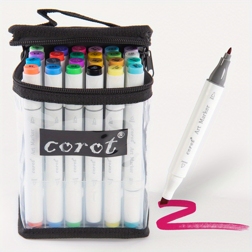 12-80-Colors Alcohol Based Markers Set Dual Tip Sketching Drawing