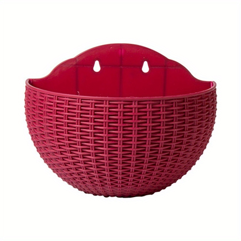 Wall Hanging Storage Basket Woven Plastic Rattan Basket Flower