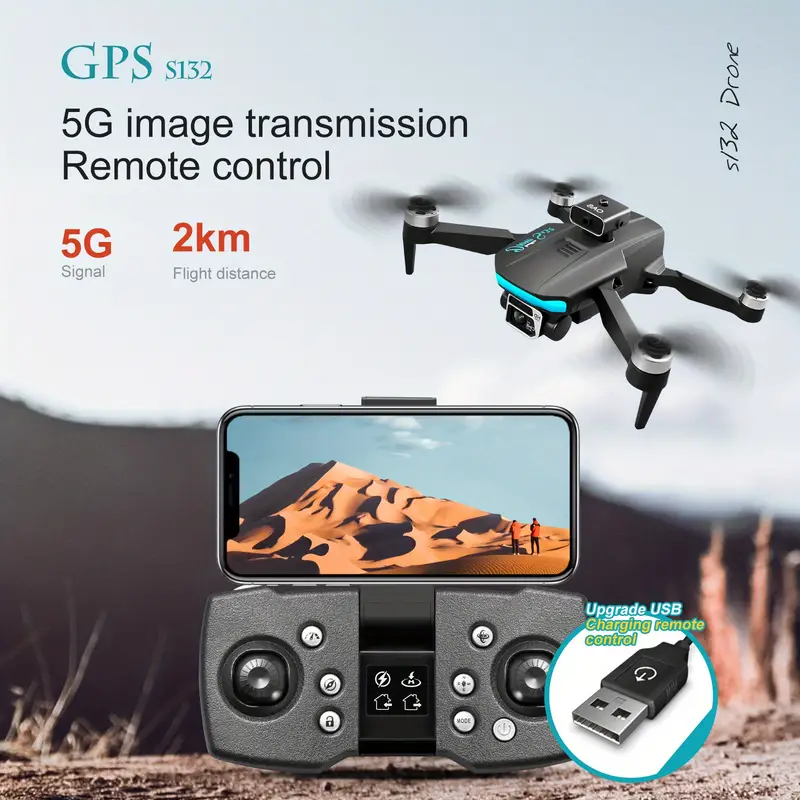 gps positioning aerial photography drone s132 2000m control range brushless motor optical flow positioning 5g wifi transmission obstacle avoidance perfect toy gift for adults kids details 9