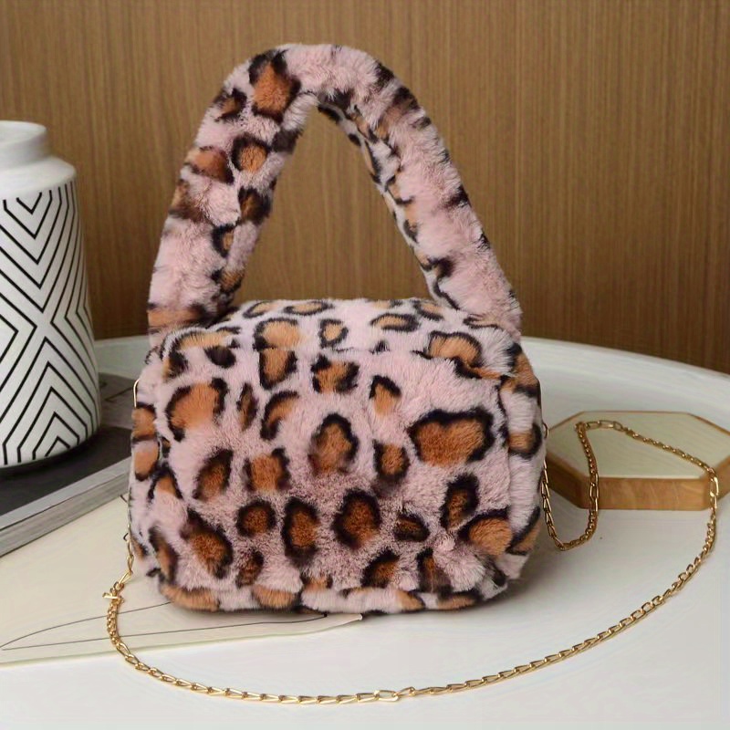 Leopard Print Bag Satchel with Chain Strap