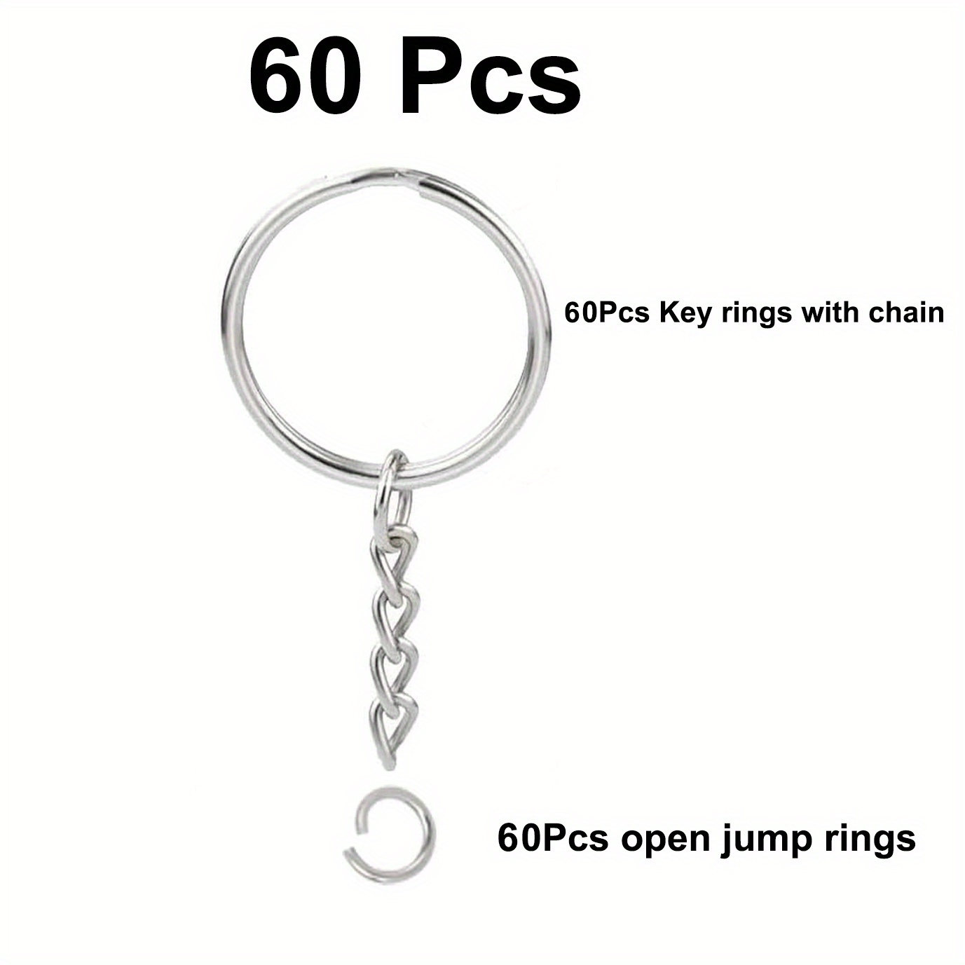 Key Rings Keychain Kit Key Chain Kit Silver Key Rings Ball Chain Key Ring  Set BULK Findings DIY Kit Keychain Making Kit 200pcs Wholesale