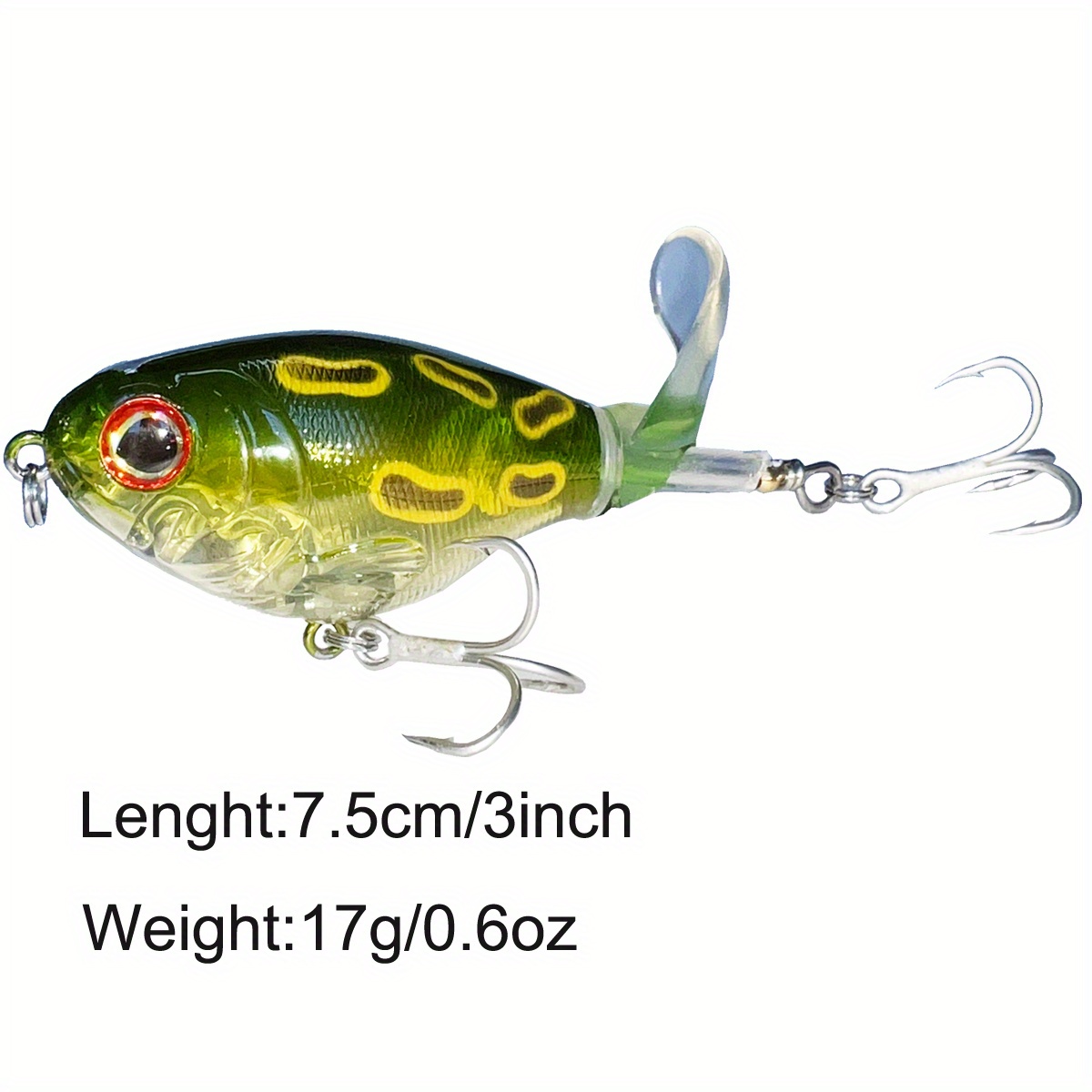 DOITPE Fishing Lures Plopper Bass Lures with Floating Rotating Tail Barb Treble Hooks in Saltwater and Freshwater Lures for Bass Trout Walleye Pike