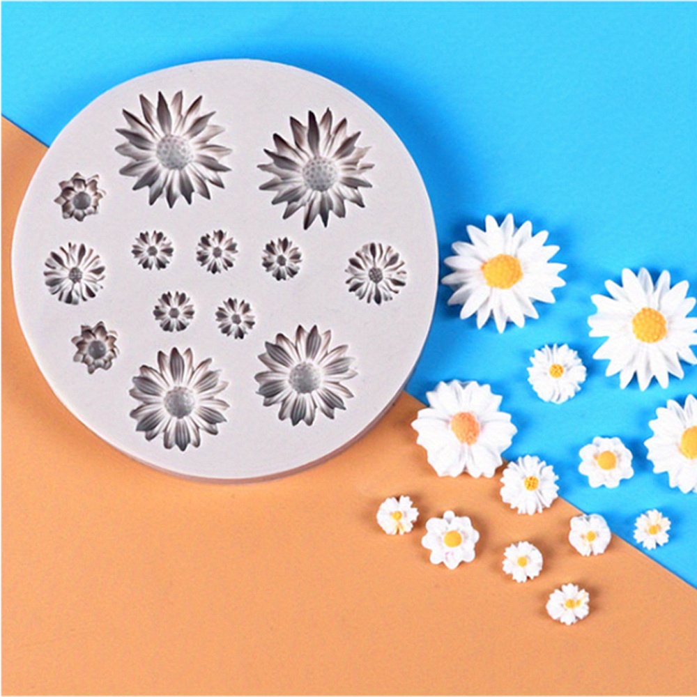 1pc mini daisy 3d flower silicone molds fondant craft cake candy chocolate   ice pastry baking tool resin mould details 0