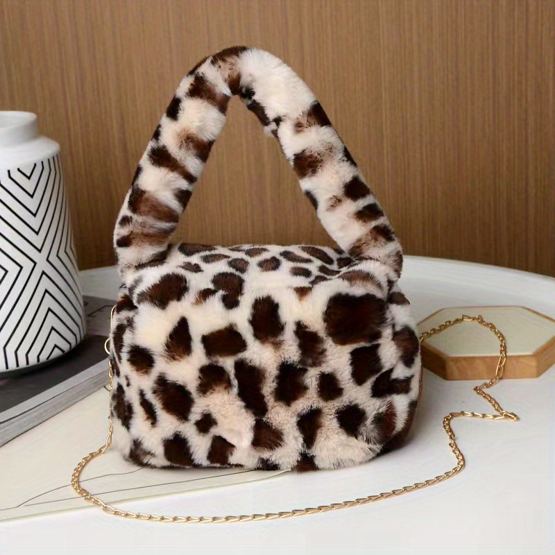 Leopard Print Bag Satchel with Chain Strap