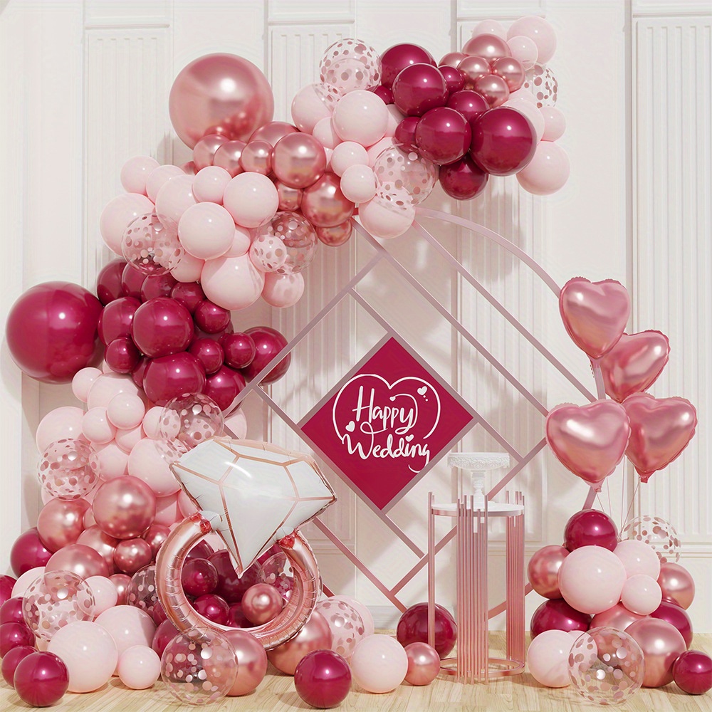 139 Pièces 5/10/12/18 Pouces Vin Rouge Rose Confettis Ballon - Temu Canada