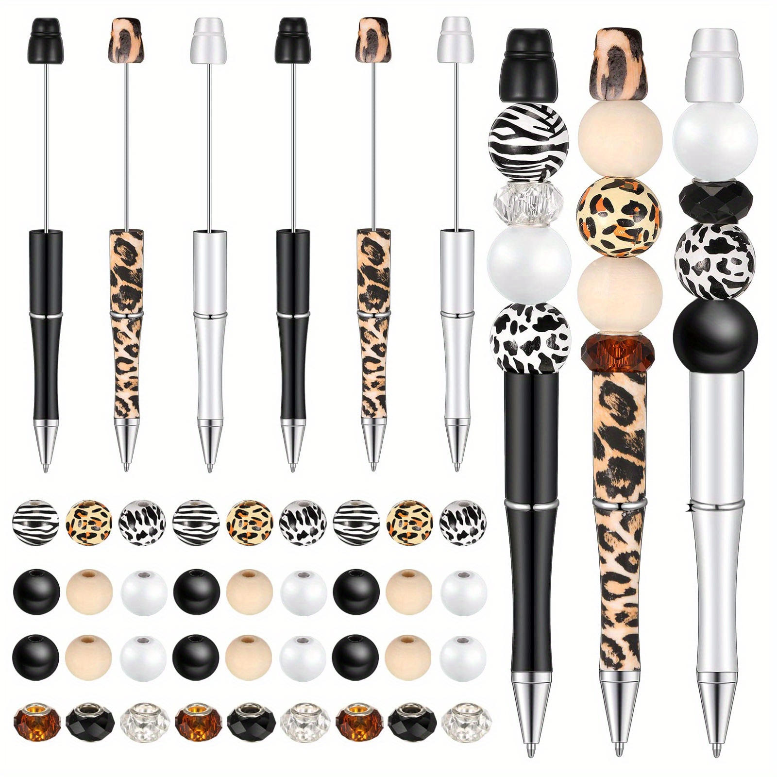 10x Assorted Bead Pen Novelty Writing Pen Black Ink Pens Bead Ballpoint Pen  Crafting Pens for DIY Pen Kits, Gift Supplies, Kids Students violets 