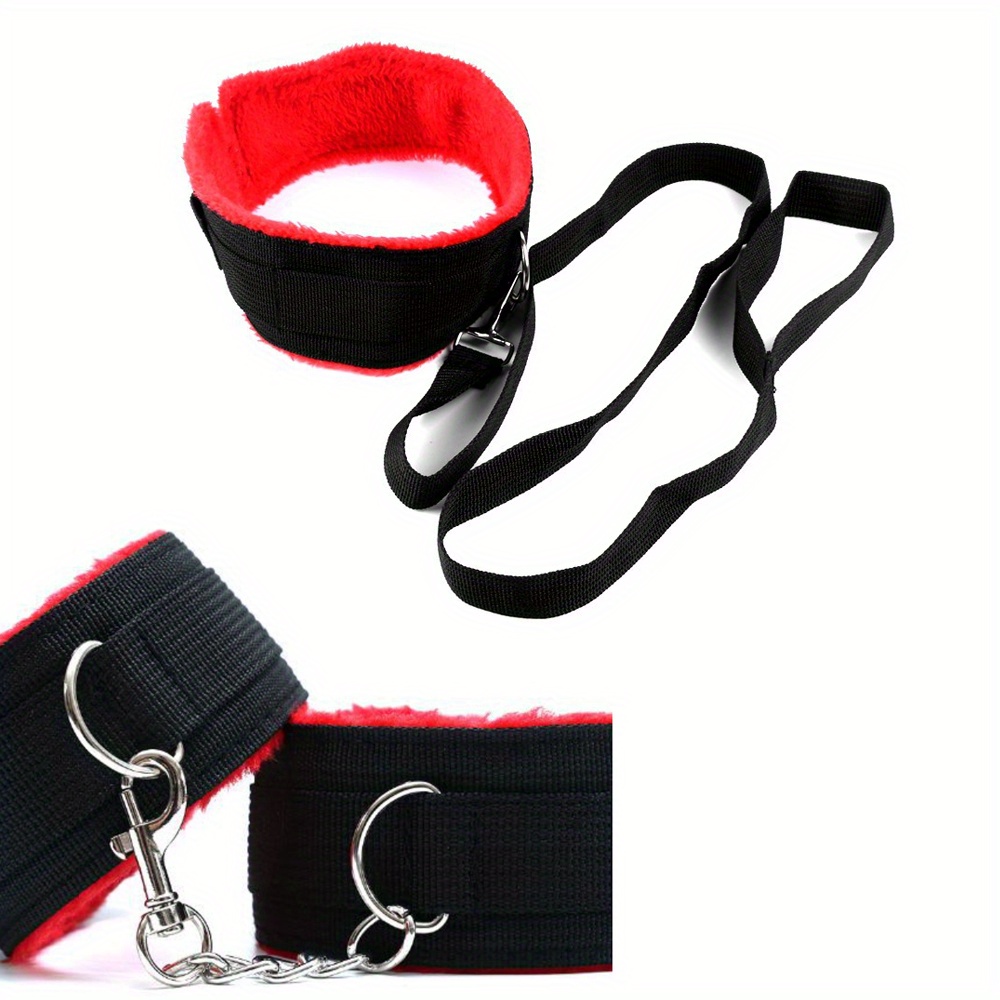 Bdsm Set Plush Bondage Collar Nipple Clip Handcuffs Whip - Temu Austria