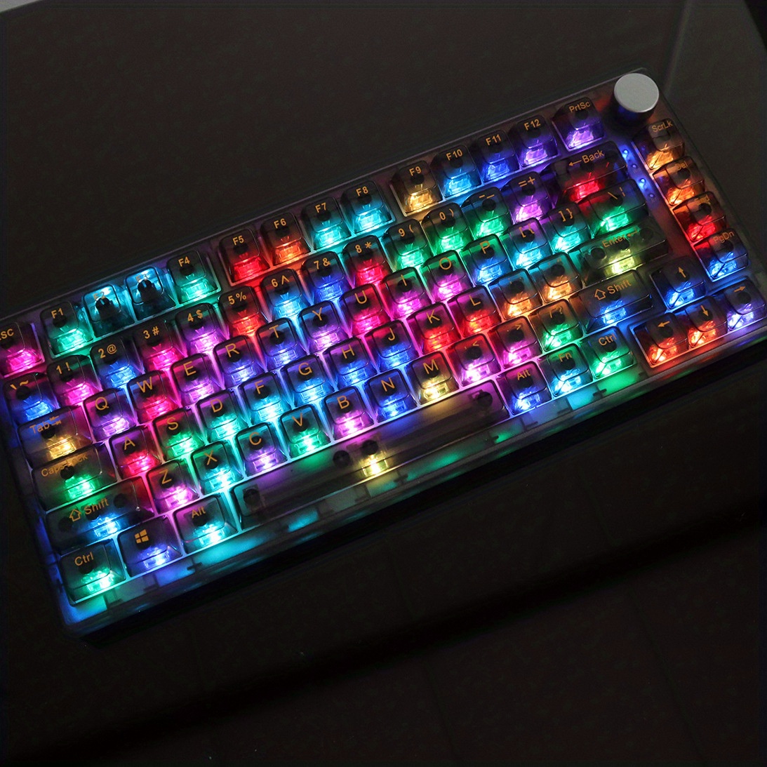 Image of Mda Height 130 Key Keycap Large Full Set Abs Ball Cap Rgb High Transparent Key Cap And Key Extractor Black Transparent Keycap For 60 75 98 104 Keys Mechanical Keyboard