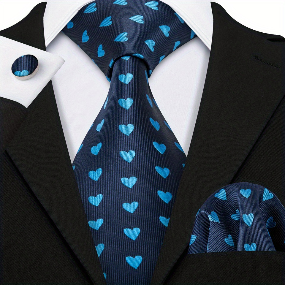 Men's Jacquard Tie, Hankerchief, Cufflinks Set