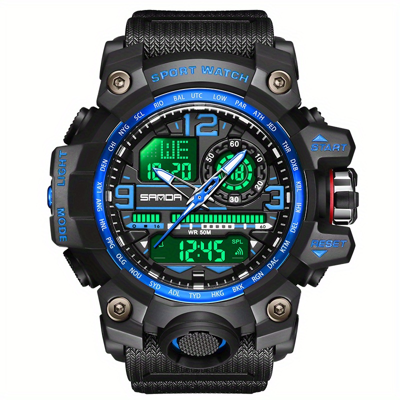 Reloj Digital para Hombre, 50 Metros de Relojes Deportivos a Prueba de  Agua, Azul jinwen reloj deportivo digital