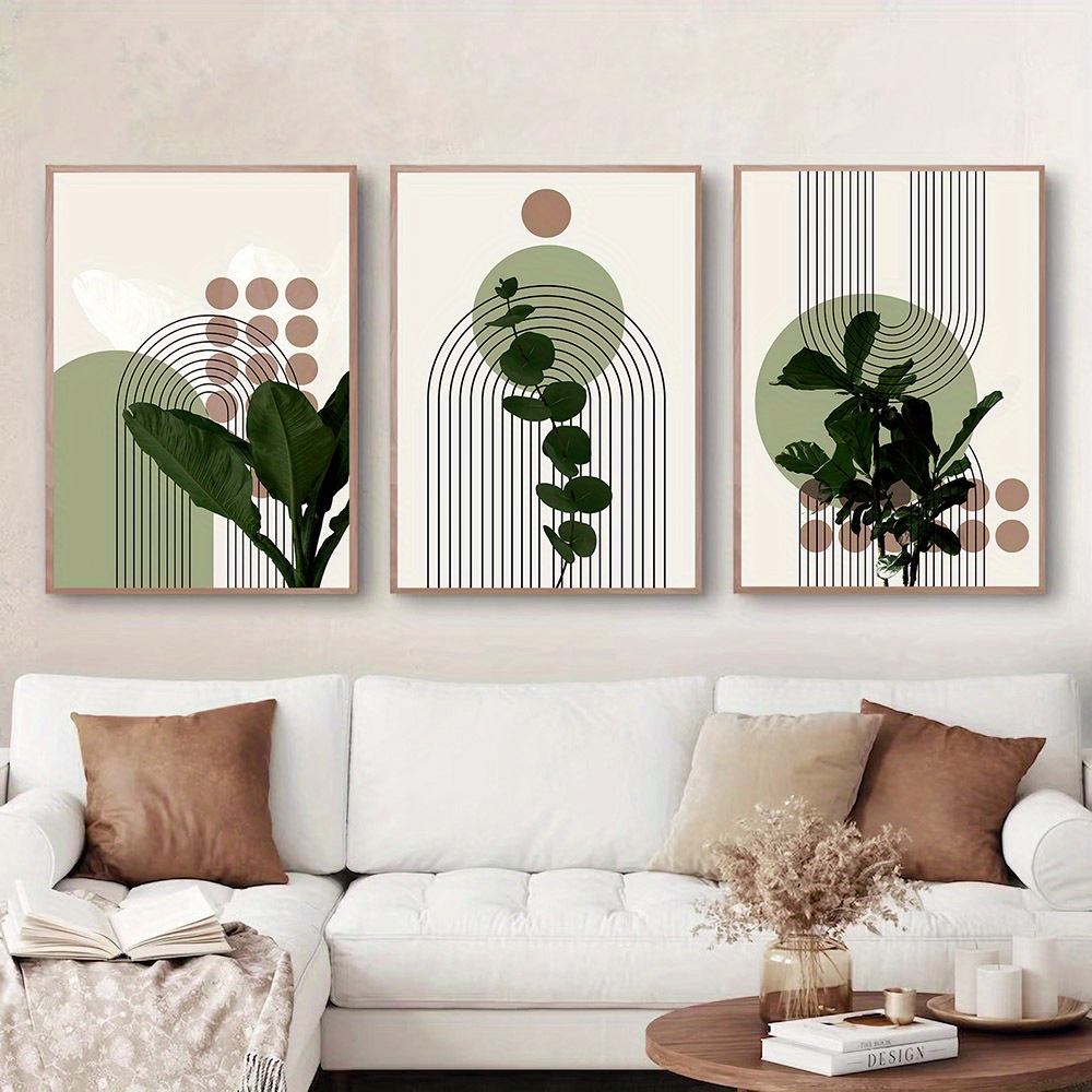 Juego de 3 lienzos grandes enmarcados bohemios para pared, 16 x 24  pulgadas, impresiones modernas de mediados de siglo para decoración  minimalista – Yaxa Colombia