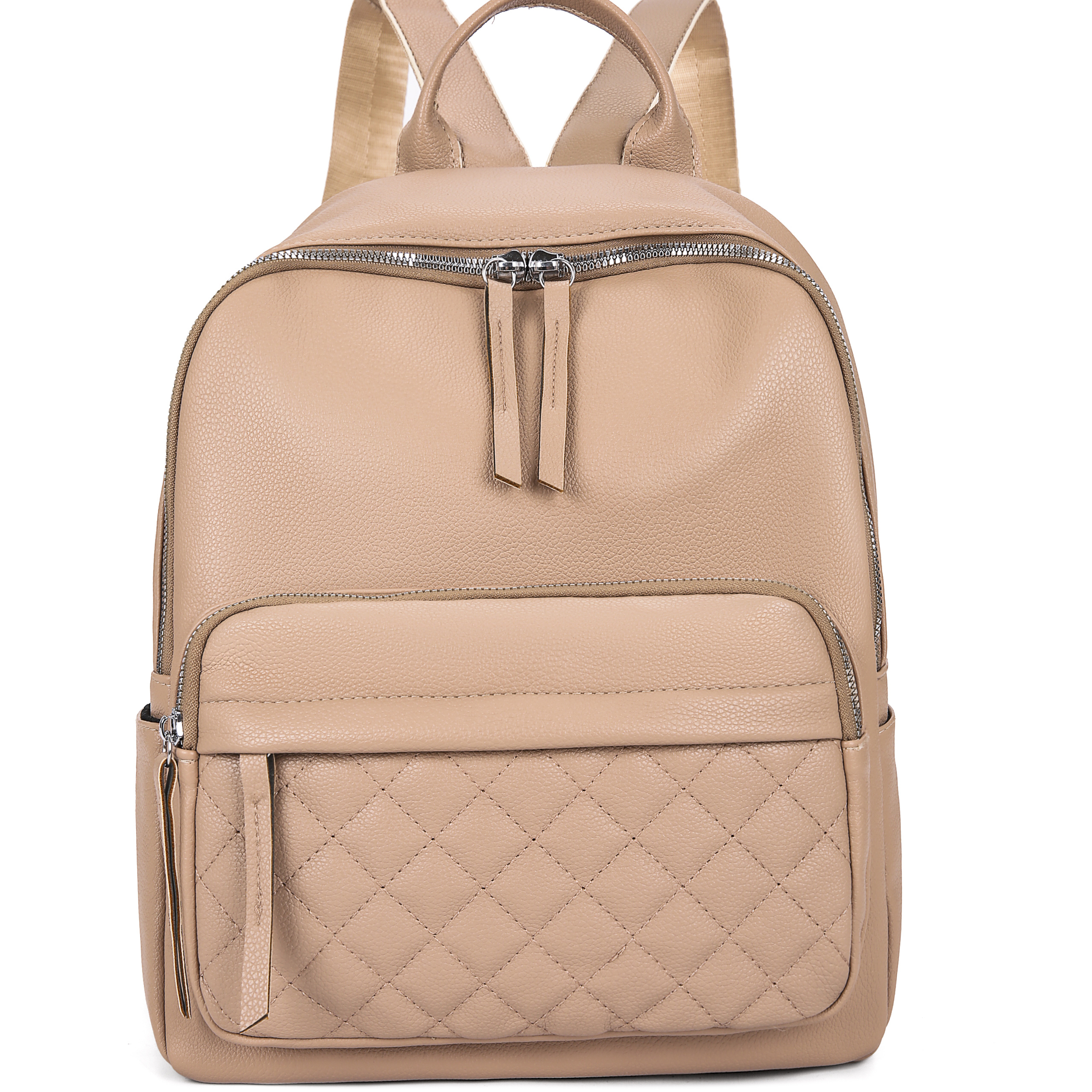 Argyle Quilted Backpack PU Leather Schoolbag Work & Travel