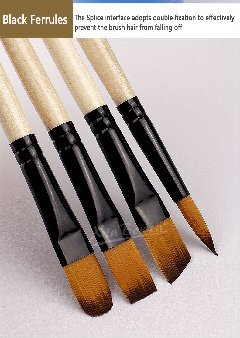16 Piece Long Handle Oil/Acrylic Brush Painting Set with Black