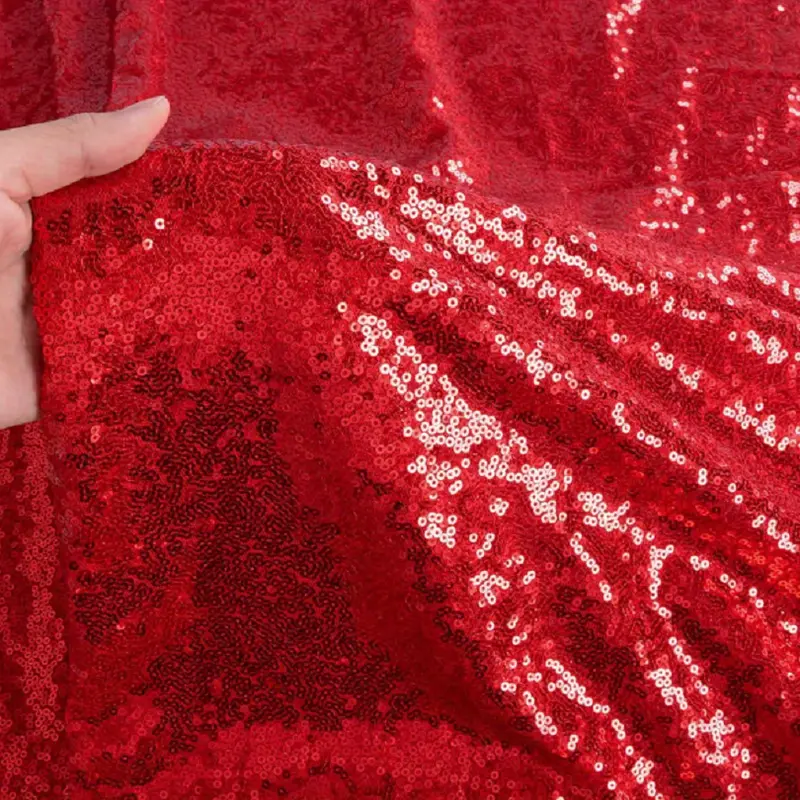 Decorative Silk Inc Sequin Fabric Glitter Embroidery Fabric by The Yard  Material for DIY Sewing Curtain Backdrop Tablecloth Table Linen Runner  Clothes (10 Yard,Red ) 