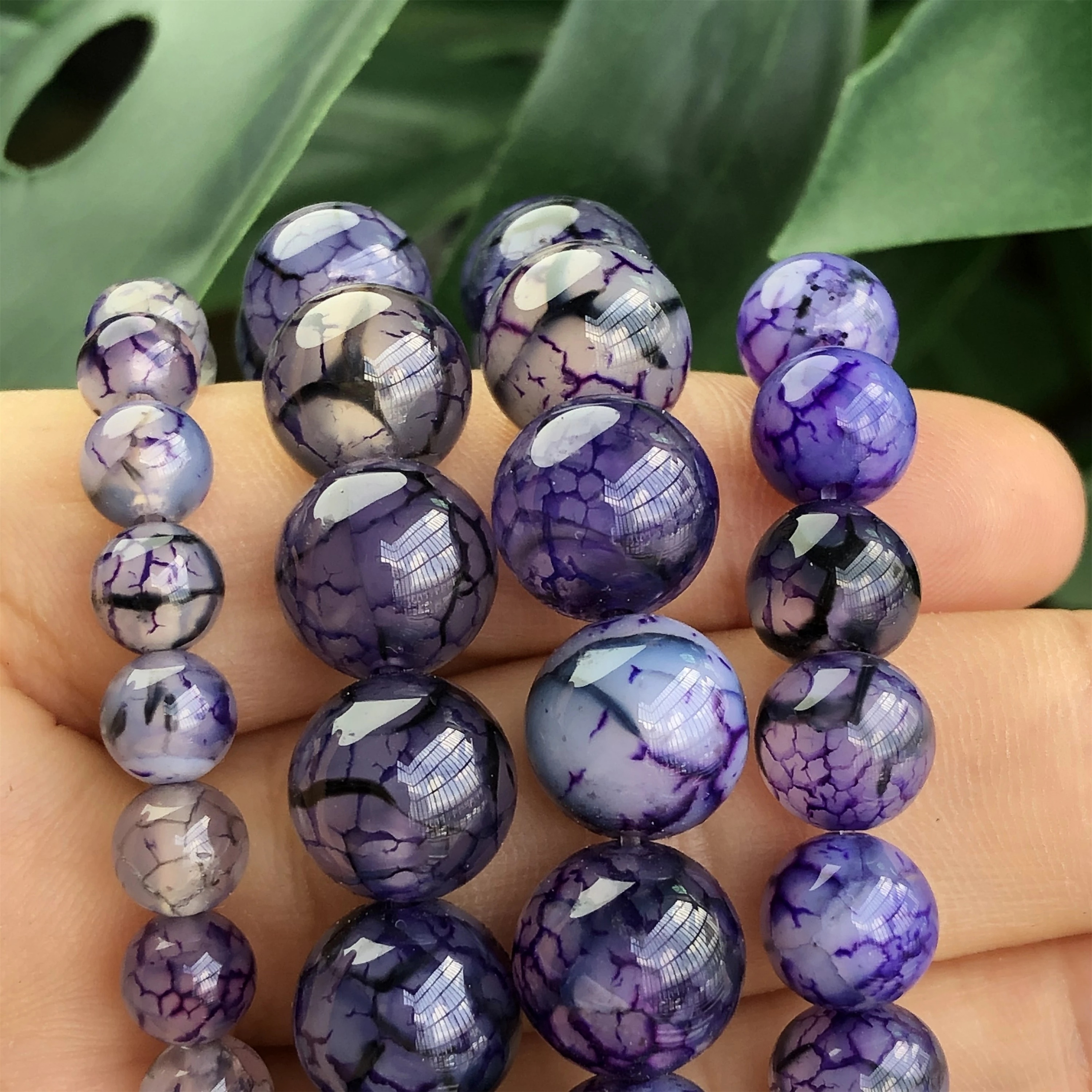 Strand Size Natural Stone Purple Dragon Vein Agates Beaded - Temu