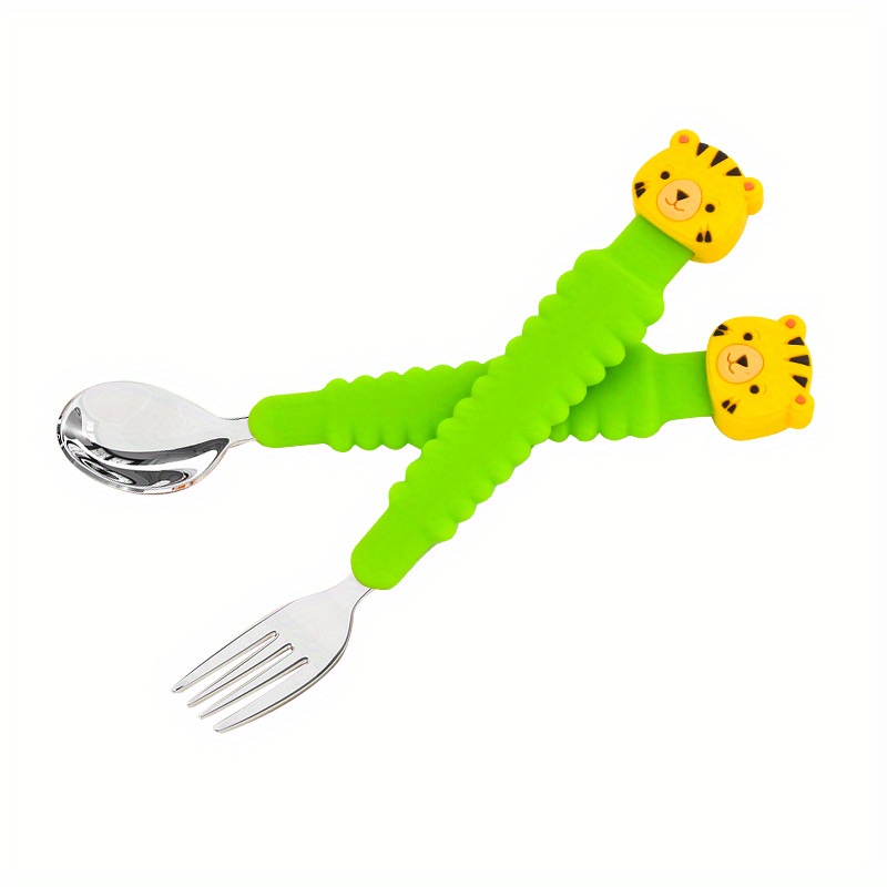 Cartoon Long Handle Fork & Spoon Set for Kids