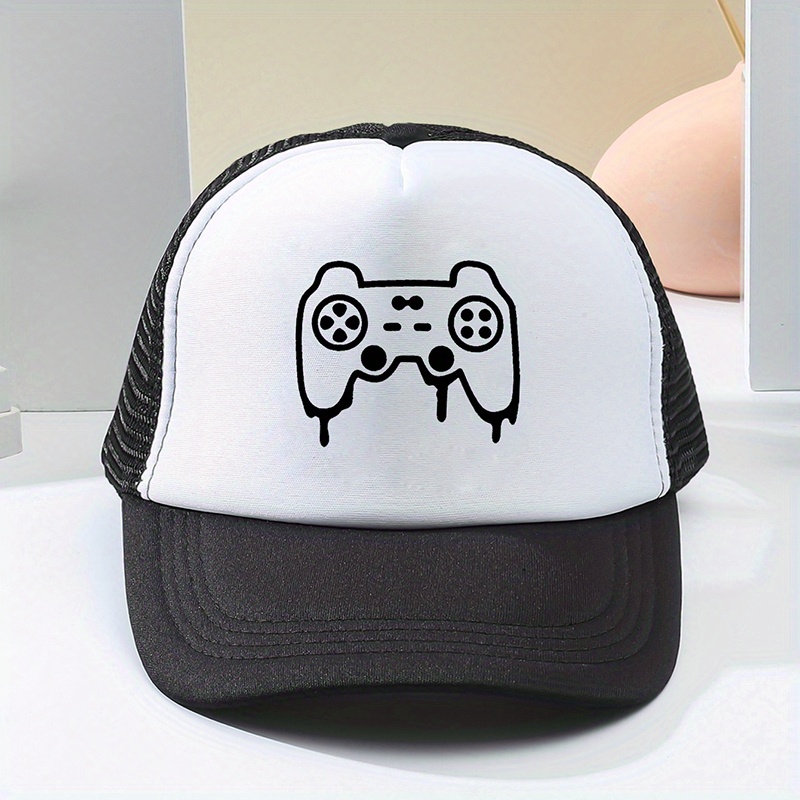 Cartoon Game Console Print Trucker Hat Mesh Baseball Cap