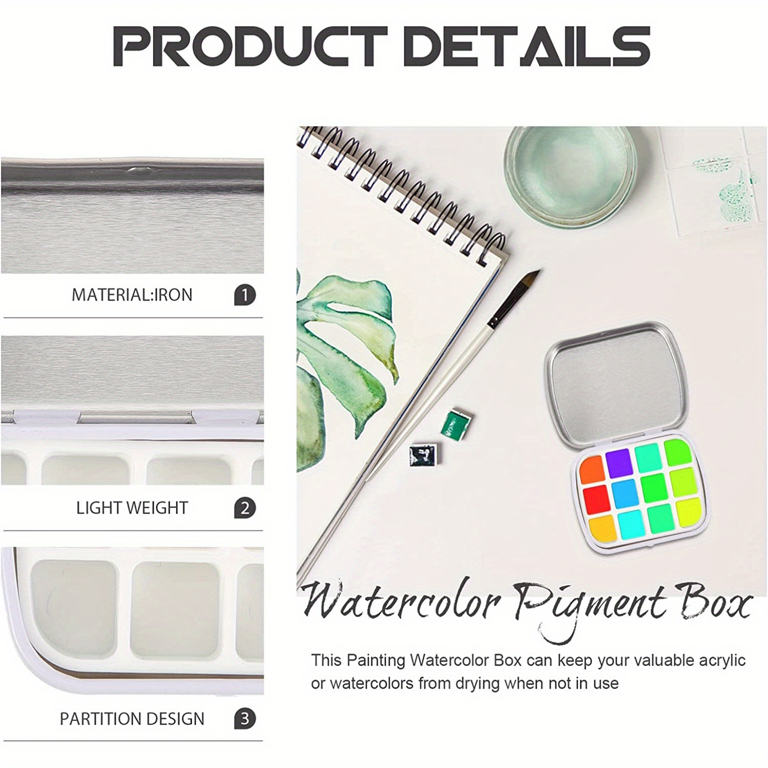 Empty Watercolor Palette Tin Tiny Travel Watercolor Palette Temu