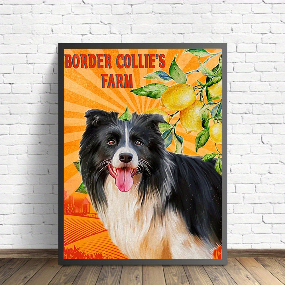 1pc Art Canvas Poster Border Collies Farm Painting On Canvas Under The Lemon Tree Border Collie