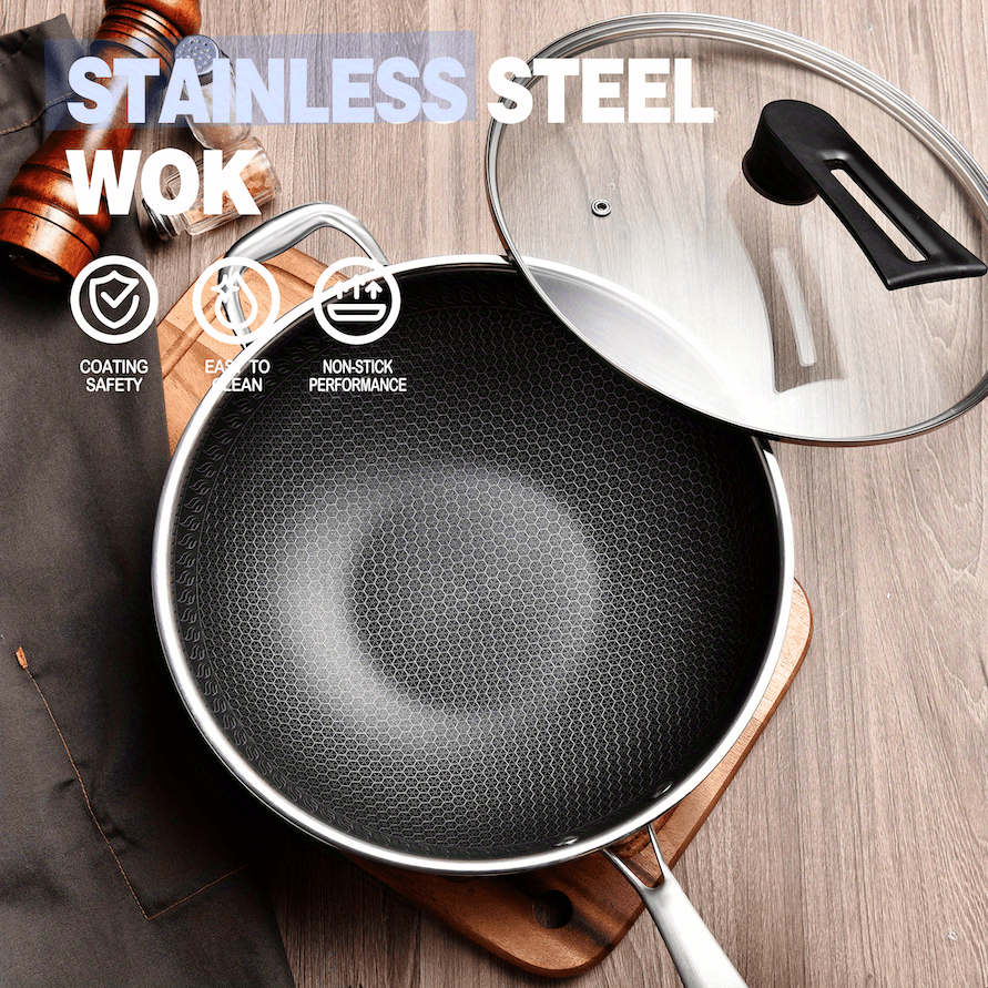 1pc Nonstick Wok 12 Stainless Steel Honeycomb Coating Skillet Deep Frying  Pan Dishwasher And Oven Safe For Gas Stovetop And Induction Cooker Kitchen  Utensils Kitchen Gadgets Kitchen Accessories