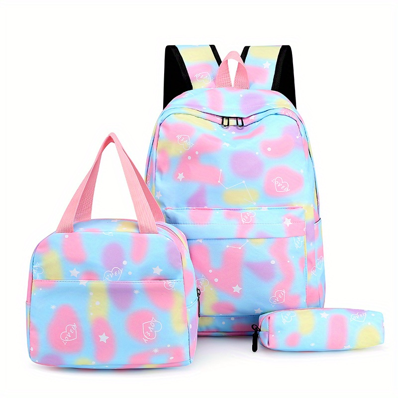 3pcs Set Backpack With Purse Women Lady Girl Canvas For Outdoor