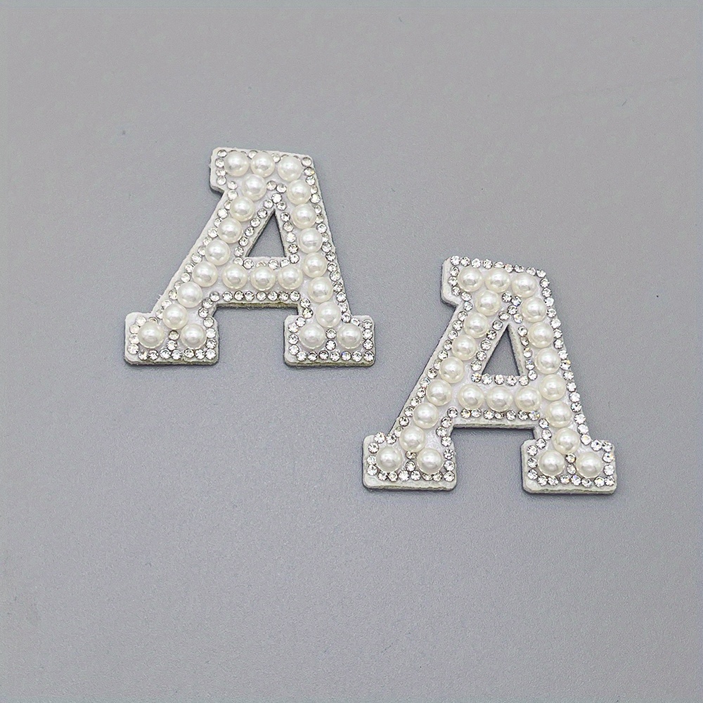 26 PCS RHINESTONE Iron on Letters Resin Letters Faux Pearls Patches  Jacketsv $15.72 - PicClick AU