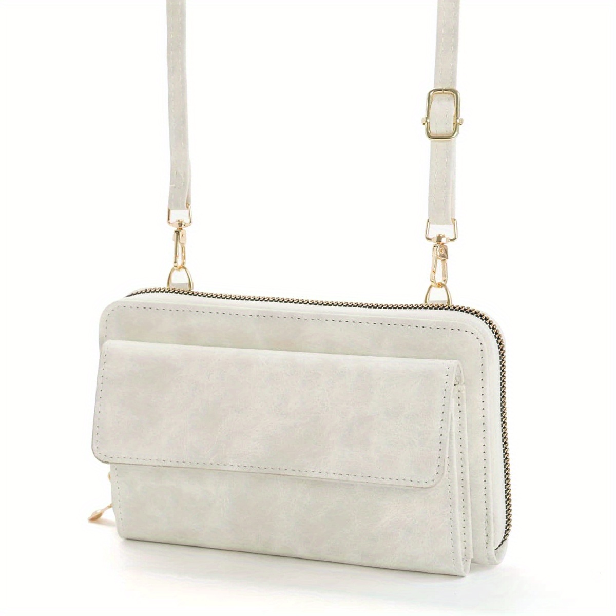 Cream Colored Leather Wristlet Strap Cell Phone Strap Clutch Strap