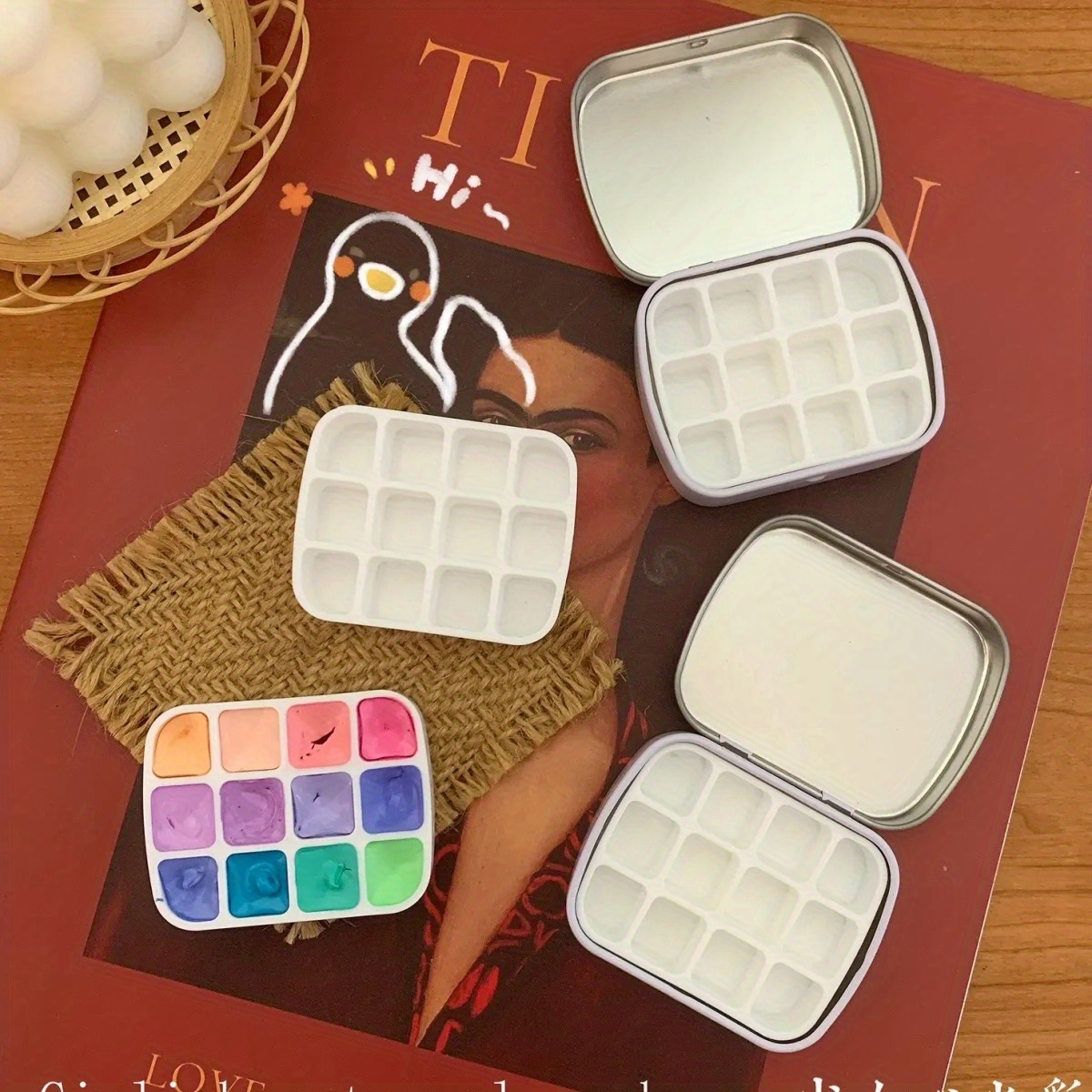 Empty Watercolor Palette Tin Tiny Travel Watercolor Palette Temu